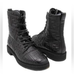 FENDI AMPHIBIAN NAPA LEATHER BOOTIE WITH EMBOSSED FF LOGO